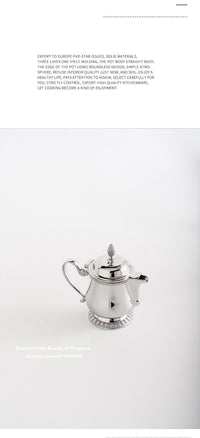 北欧不锈钢茶壶咖啡下午茶轻奢茶壶奶盅咖啡壶复古英式茶具装饰