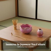 Kiln-Glazed Ceramic Matcha Tea Set Natural Bamboo Japanese Matcha Kit Beginner-Friendly for Beginners, Home Cafe