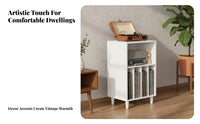 Multi-Purpose Vinyl Vinyl Storage Cabinet Multifunctional Vinyl Vinyl Storage Console Mid-Century-Century Modern Design Album Cube Organizer Solid Wood for Audiophiles, Living Room, Bedroom, Study
