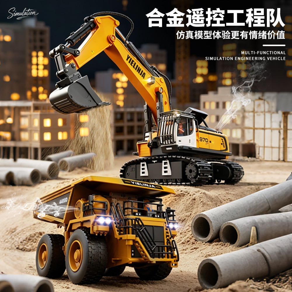 Spray Remote Control Excavator Alloy RC Car Dump Truck Engineering Toy