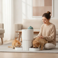 Automatic Pet Feeder with Dual Bowls Battery-Operated Automatic Cat Feeder with Dual Bowls Timed Stable for Cats, Daily Feeding