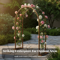 Weather Resistant Flowering Vine Climbing Trellis Rustproof Metal Garden Arch Heavy Duty Wrought Iron Arbor Powder Coated Finish for Courtyard, Backyard, Patio, Wedding Decoration