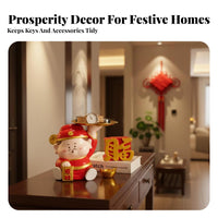 God of Wealth Figurine Resin Craft Wealth Shen Statue Storage Bowl Fortune God Decorative Tray Chinese Design for Adults