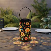 Colorful Floral Solar Lantern Waterproof Solar Hanging Lantern for Courtyard