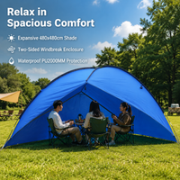 Blue Triangle Tarpaulin 480x480x200cm, Polyester Tarpaulin 2000mm Waterproof, Camping Tarp for Bushcraft & Outdoor Shelter