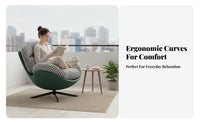 Modern Nordic Design Cushioned Swivel Armchair Luxuriously Soft Cushioning Accent Chair Sturdy Metal Base Lounge Seating Ergonomic Design for Homeowners, Apartment Dwellers, Readers, Living Room, Balcony, Small Areas, Reading Nook