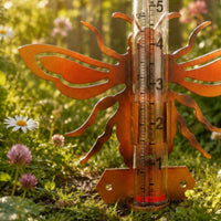 Bee Garden Stake Rain Gauge Sturdy Metal Rain Gauge Decorative Design