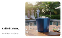 Metal Ice Container with Handle Food-Grade Portable Fried Chicken Pail Metal Ice Container Sturdy Handles Party Drink Chiller