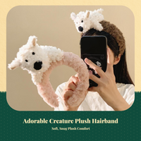 Plush Cartoon Dog Headband, Soft Furry Hairband for Girls
