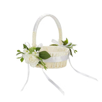 Flower Girl Basket Satin-Lined Basket with Handle Elegant for Weddings