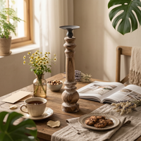 Wooden Candle Holder Rustic Decor Tall for Tabletop