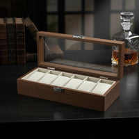 Wooden Watch Display Case Clear View Lid Watch Storage Box Metal Clasp Great Gift Suggestion for Closet