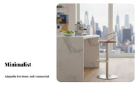 Adjustable Pedestal Stool Minimalist Design Pedestal Bar Stool Upholstered Seat Ergonomic Backrest for Business Owners, Bistro