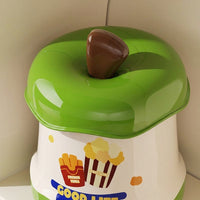 Desk Trash Bin, Mini, Sanitary Box, Food Waste, Trash Bin, With Lid, One-touch Open/Close, Office, For Desk, PP, Green White, 210g