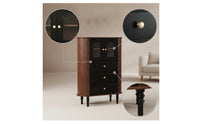 Fully Assembled Arched Cabinet with Glass Doors Antique Storage Cabinet with Glass Doors Brushed Gold Hutch Compact for Entryway