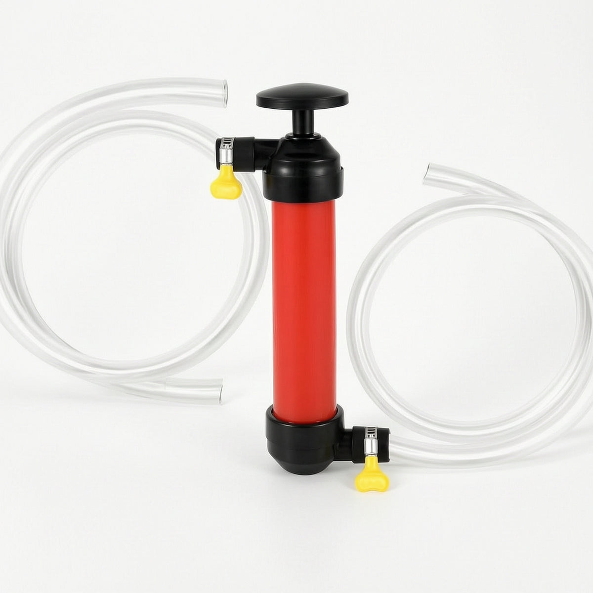 Clear Hand Siphon Pump with Clamps for Garage, Roadside Emergency