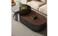 2 Pieces Sleek-Profile Nesting Coffee Table Set Space-Saving Oval Nesting Tables Metal Furniture Elegant for Small Apartments