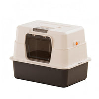 Oversized Litter Box White Hood Animal Toilet Included Scoop
