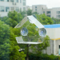 Acrylic Bird Feeder with Suction Cup, House Shape Small Bird Feeder with Sloped Roof and Drainage Holes