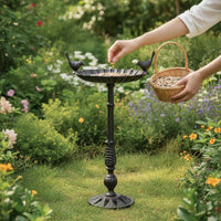 Pedestal Bird Feeder Antique Bird Feeder with Pedestal Decorative for Garden, Backyard