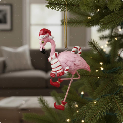 Christmas Flamingos Hanging Ornament Flamingos Christmas Ornament Weather Resistant