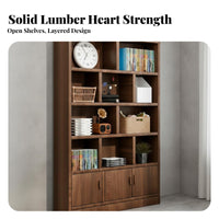 Wooden Beverage Cabinet New Chinese Design Floor Standing Display Shelf Solid Wood Floor Standing Storage Cabinet for Collectors, Adults, Restaurant