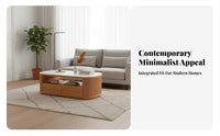 Round Coffee Table with Drum Storage Extendable Design Fluted Nesting Table Set Easy to Clean Central-Era Modern Design