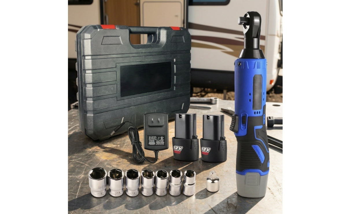 12V Cordless Electric Ratchet Wrench Rechargeable Cordless Ratchet Wrench Set Handgun-styleGrip Tool Portable for Mechanics