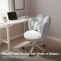 Upholstered Rolling Chair Ergonomic Backrest for Bedroom, Dorm Room, Students
