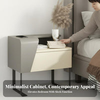 S-Shaped End Table Minimalist Design Nightstand Space-Saving for Small Spaces