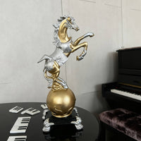 Horse Figurine on Globe Luxury Design Stallion Figurine Statement Piece