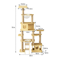 Space Capsule Cat Bed and House with 5-Level Density Board, Multi-Level Climbing Frame Featuring 3 Enclosed Condos for Interactive Indoor Play