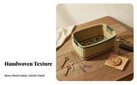Woven Golden Bloom Tray Multi-Purpose Golden Bloom Print Rectangular Basket