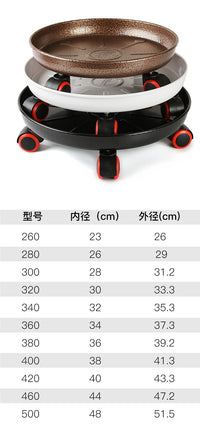 Thickened Metal Mobile Flower Pot Tray with Universal Wheels Round Base