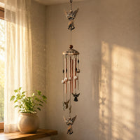 Wildlife Wind Chime Copper-Toned Hanging Ornament Layered Design for Courtyard