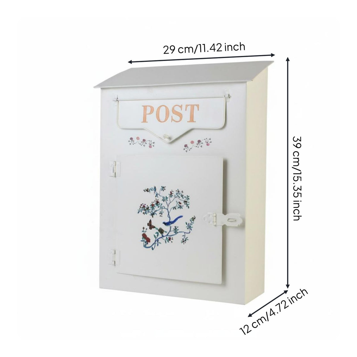 Vintage Metal Mailbox Bird Pattern Metal Mailbox Indoor and Outdoor Use