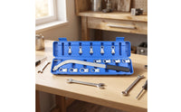 13-Piece Engine Belt Wrench Tool Kit Chrome Vanadium Steel Pulley Wrench Set with Sockets Universal Ribbed Belt Tool Kit Special for DIYers