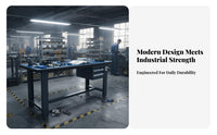 Anti Workbench High Load Capacity Heavy Duty Workbench Reinforced Steel Frame Heavy-Duty Work Table for Engineers, Lab, Studio, Basement