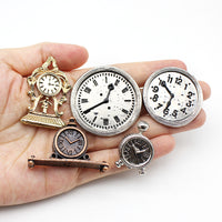 Miniature Alloy Clock Ornament for Dollhouse DIY Projects