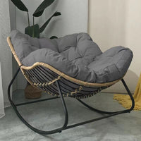 Double Rattan Rocking Chair with Fabric Cover, Steel Frame, Modern Style