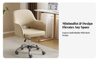 Upholstered Rolling Armchair Adjustable Height Desk Chair for Study Room, Adults