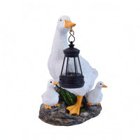 Duck Family Lantern Statue Illuminated Solar Light Ornament Decorative for Patio