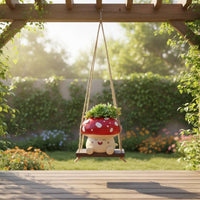Fungi Swing Planter Cute Cartoon Fungi Pot Whimsical for Outdoor Patio