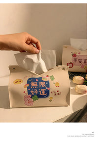 Leather Tissue Box with Inspirational Text, Modern Minimalist for Home
