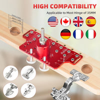 2-in-1 Hinge Cabinet Door Hole Puncher, Woodworking Tool, Aluminum Alloy