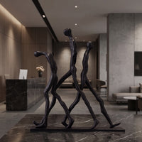 Abstract Human Statue Nordic Metal Sculpture Black for Console Table, Homeowners