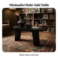 Irregularly Shaped Black Table Natural Simplicity Design Irregular Table with Spherical Legs Easy to Clean Rounded Safety Edges