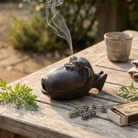 Monkey Ash Receptacle Cast Iron Primate Scent Holder Rustic Ash Receptacle with Hinged Lid for Smokers, Tea Table, Office Desk, Bar