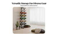 Exercise Mat Holder Mobile with Wheels Foam Roller Storage Rack Large Capacity Metal Exercise Mat Storage Rack for Gym