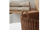 Imitation Wicker Basket with Handles Lightweight Woven Laundry Hamper